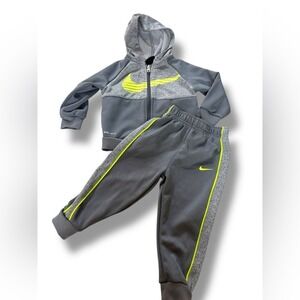 Nike Dri-Fit Grey & Green 2 piece Hooded Full Zip Track suit - 18 M